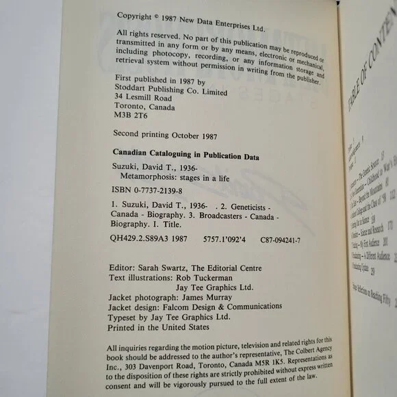 1987 Metamorphosis: Stages in Life By David Suzuki [Autographed] Book -H… - Picture 7 of 10